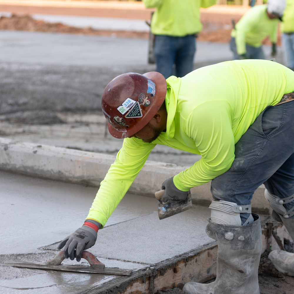 smoothing concrete on ramp